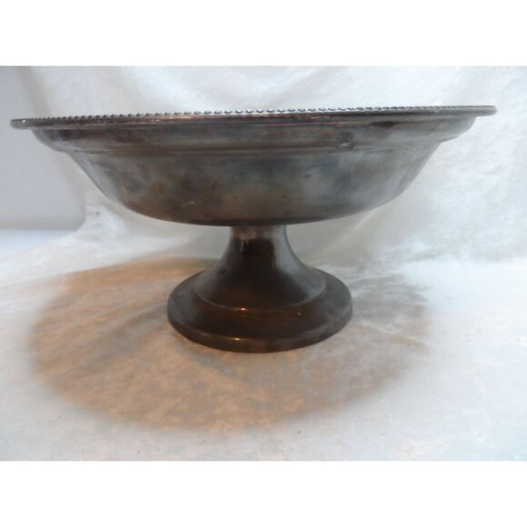 Towle Silver Plate Round Footed Compote Candy Dish Beaded Rim Detail - Picture 3 of 5